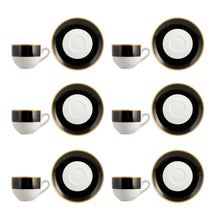 Carica l&#39;immagine nel visualizzatore di Gallery, Set 6 tazze da caffè Onyx nero/oro 100cc H&amp;H