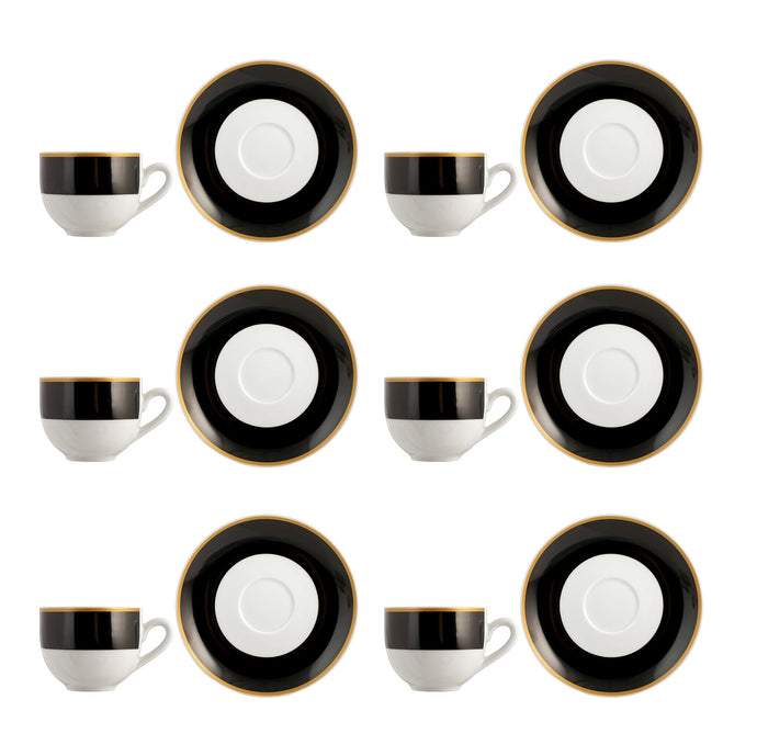 Set 6 tazze da caffè Onyx nero/oro 100cc H&H