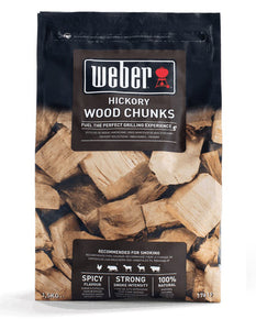 Pezzi grandi di legno per affumicatura HICKORY WOOD CHUNKS - Weber 1,5 KG.